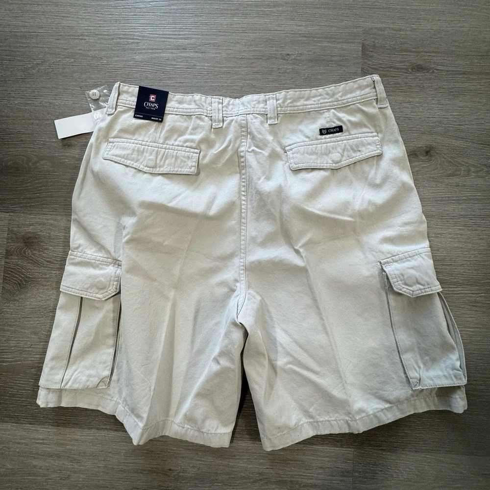 NWT Lot 2 CHAPS‎ Khaki Beige Flat Front Cargo Shorts Men's Size 38